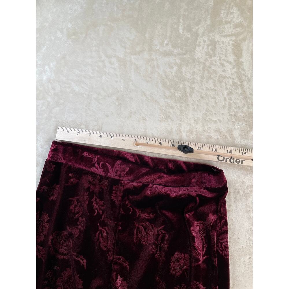 Vintage Womans Dead Stock Y2k Wine Velour Off the Shoulder Crop Top Pant Set L - Picture 9 of 16
